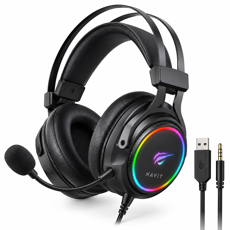 Havit H2232d 3.5mm Audio Jack+USB Black Gaming Headphone with Microphone