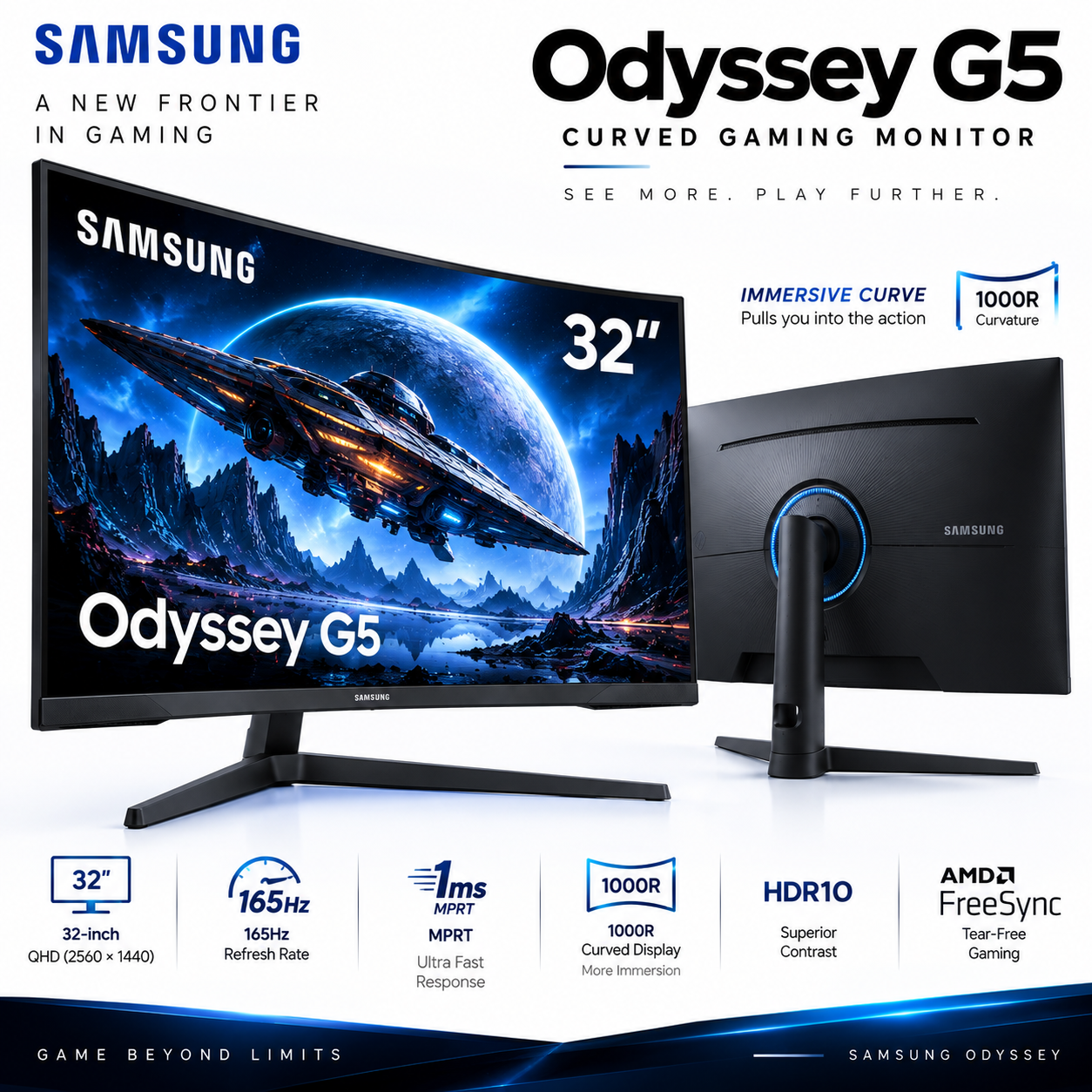 Samsung Odyssey G5 32-inch 165Hz Curved Gaming Monitor - hover
