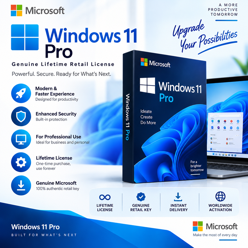 Windows 11 Pro Retail Lifetime License KEY