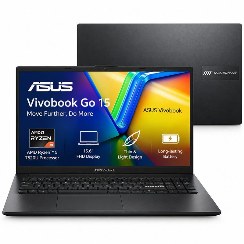 ASUS Vivobook Go 15 L1504FA Ryzen 5 7520U 15.6" FHD Mixed Black Laptop